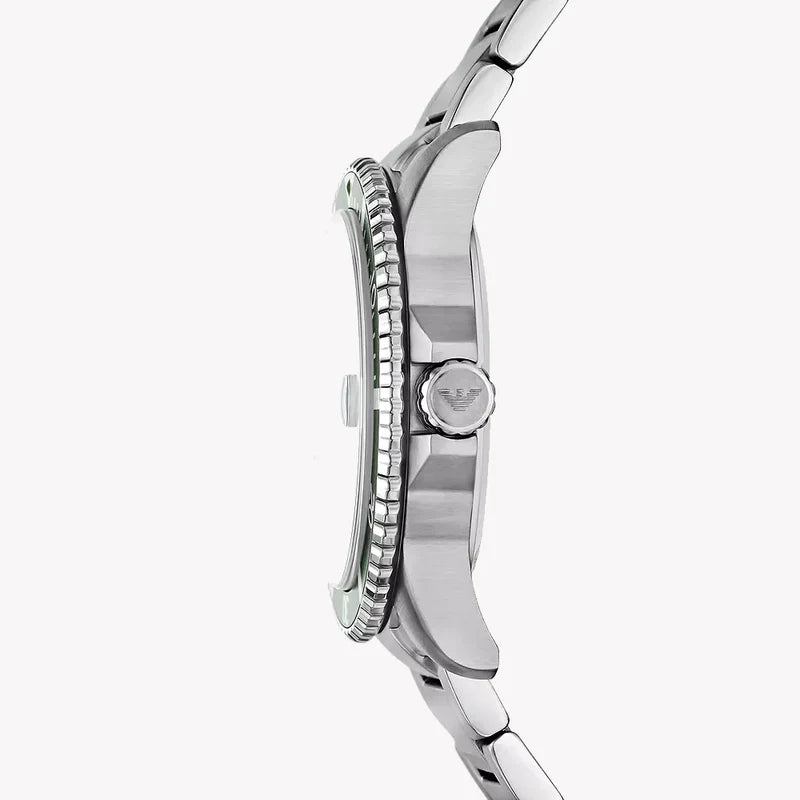 Side profile of Emporio Armani AR80072 showing case thickness and bezel