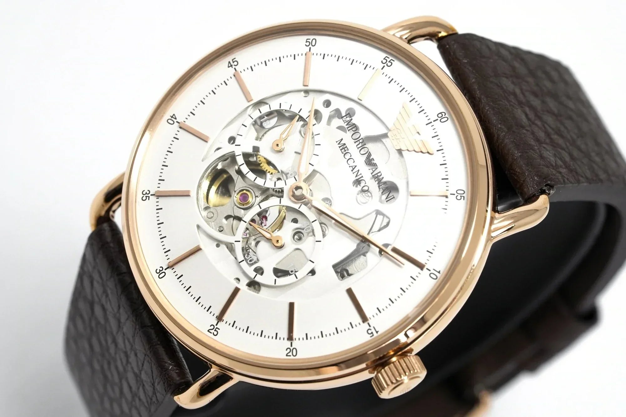 Emporio Armani Aviator Automatic Men’s White Skeleton Dial Watch AR60027 - Watch