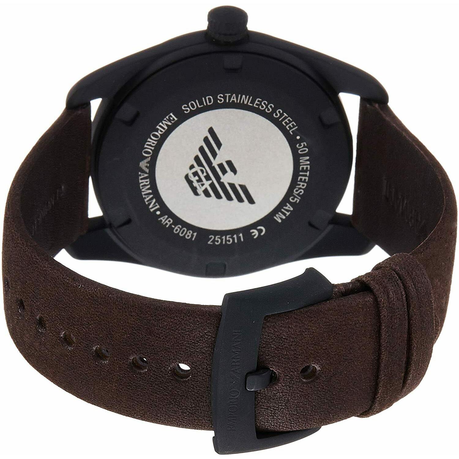Emporio Armani Beige Dial Brown Leather Strap Men's Watch AR6081 - The Watches Men & CO #3