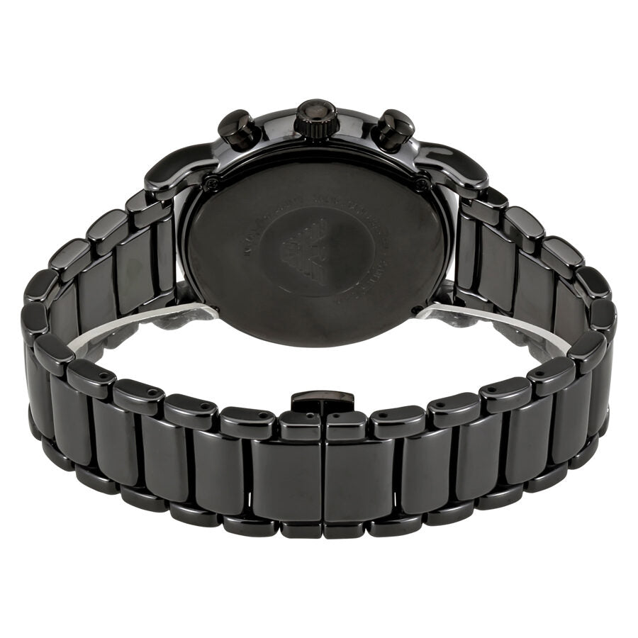 Caseback of Emporio Armani AR1507 watch showing ceramic bracelet