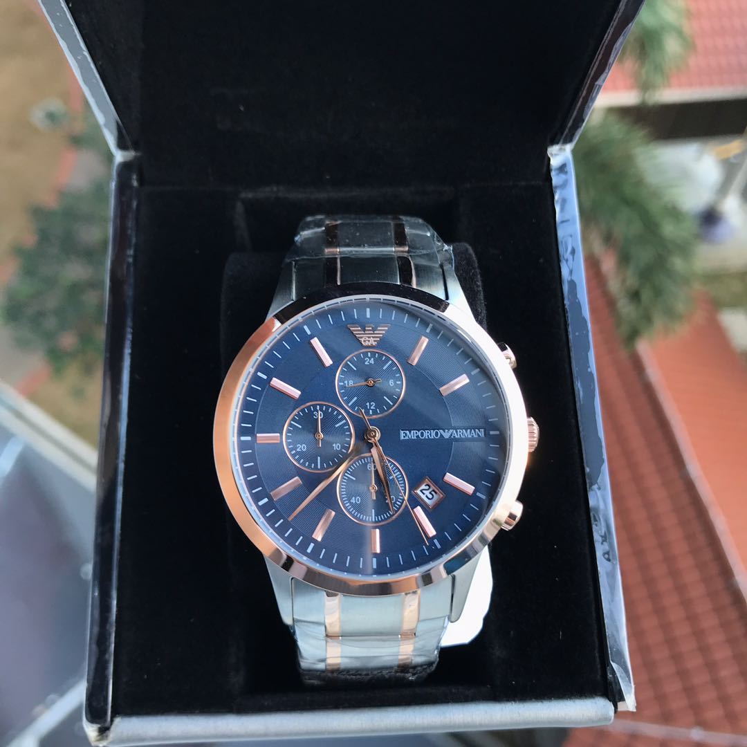 Emporio Armani Chronograph Quartz Blue Dial Men’s Watch AR80025 - Watch