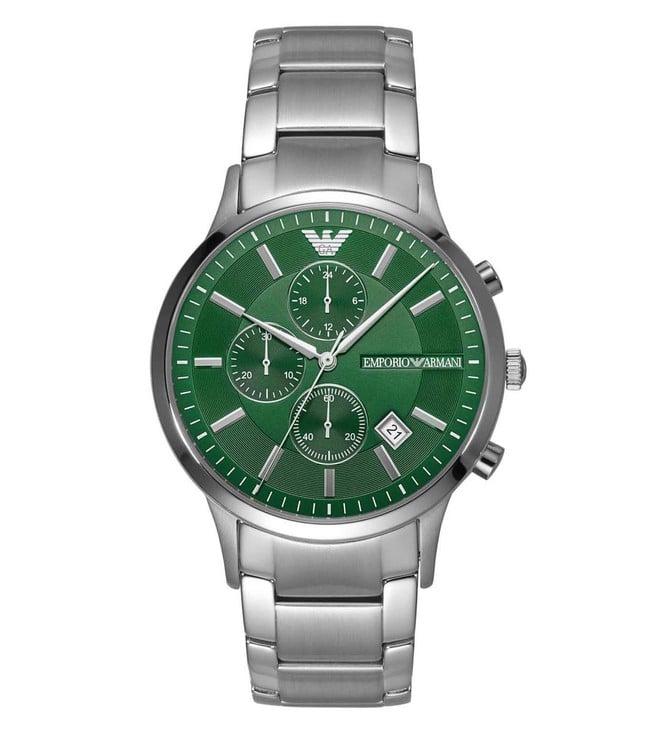 Emporio Armani Chronograph Stainless Steel Green Dial Men's Watch AR11507 - The Watches Men & CO