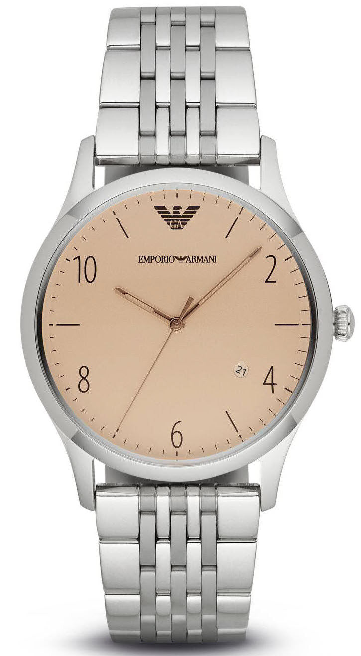 Emporio Armani Classic cream dial stainless steel watch with date window