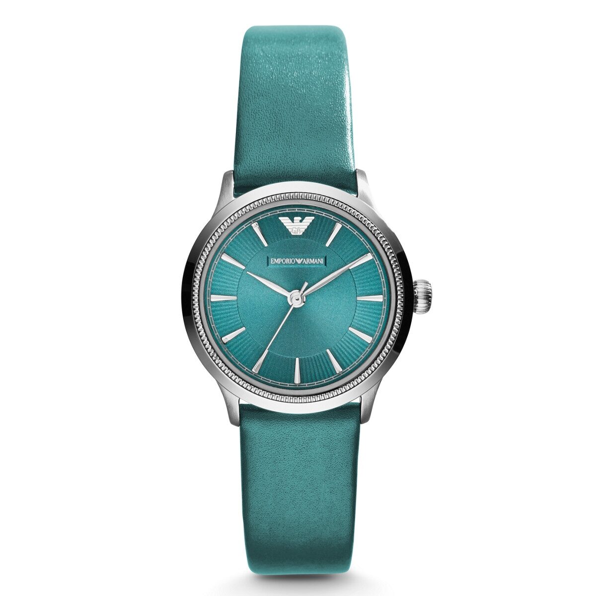 Emporio Armani Classic Teal Dial Teal Leather Quartz Ladies Watch #AR1804 - The Watches Men