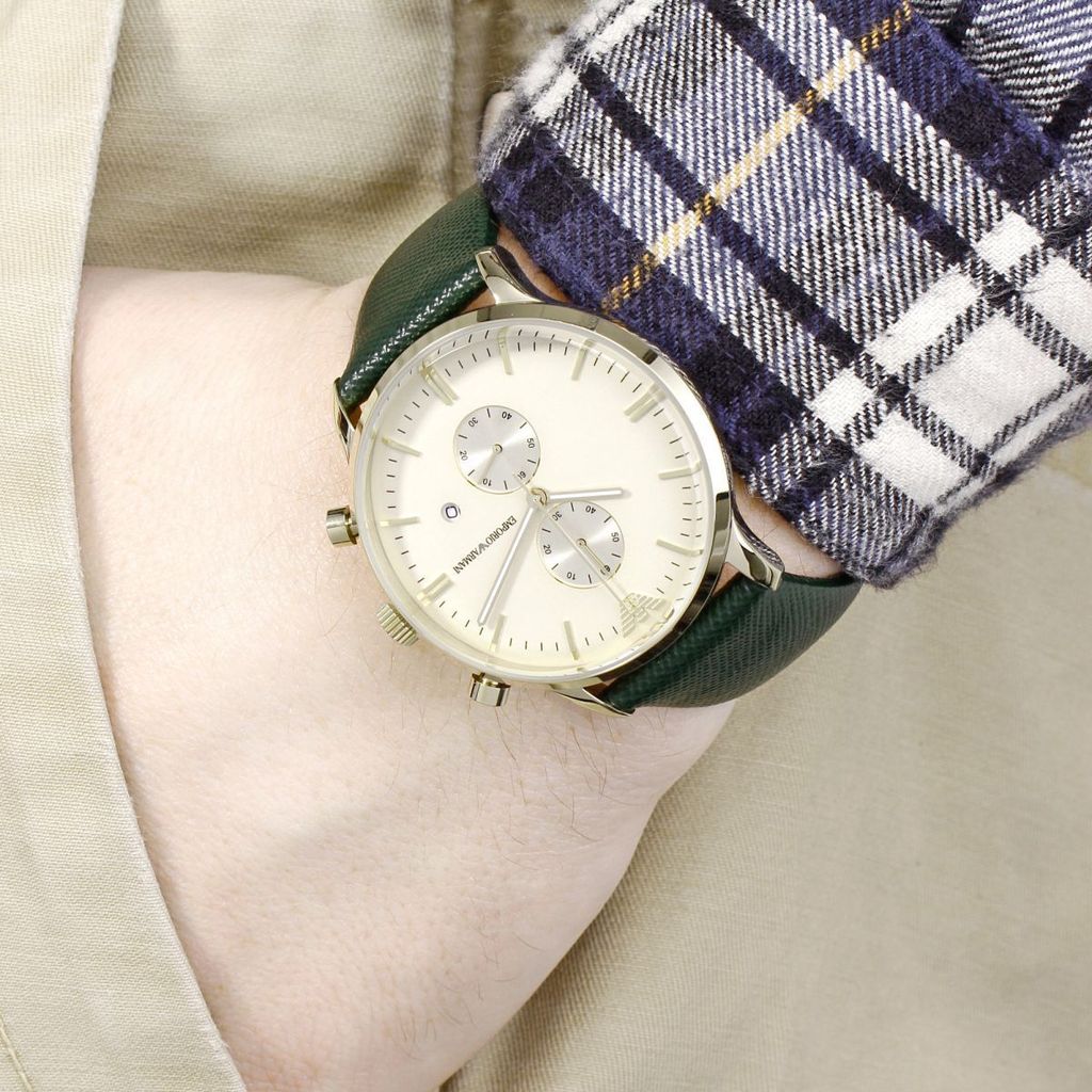 Emporio Armani Green Leather Men's Watch#AR1722 - The Watches Men & CO #4