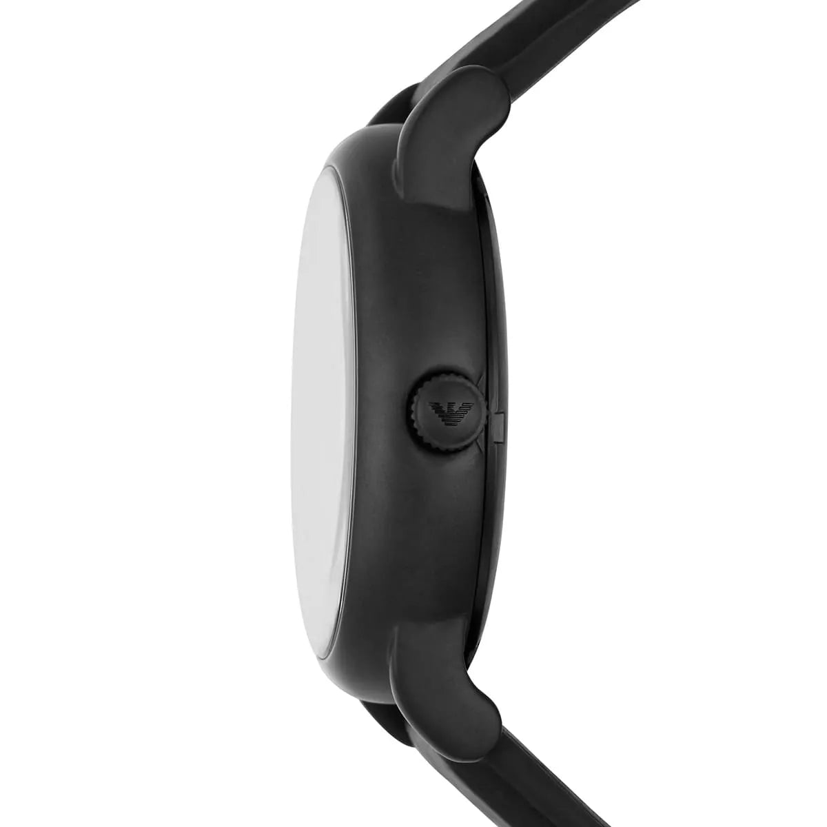 Emporio Armani Luigi watch side profile showing case thickness and strap