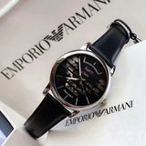 EMPORIO ARMANI Meccanico Black Leather Strap Black Dial Automatic Watch Luigi AR60040 AR60040 - Image 3
