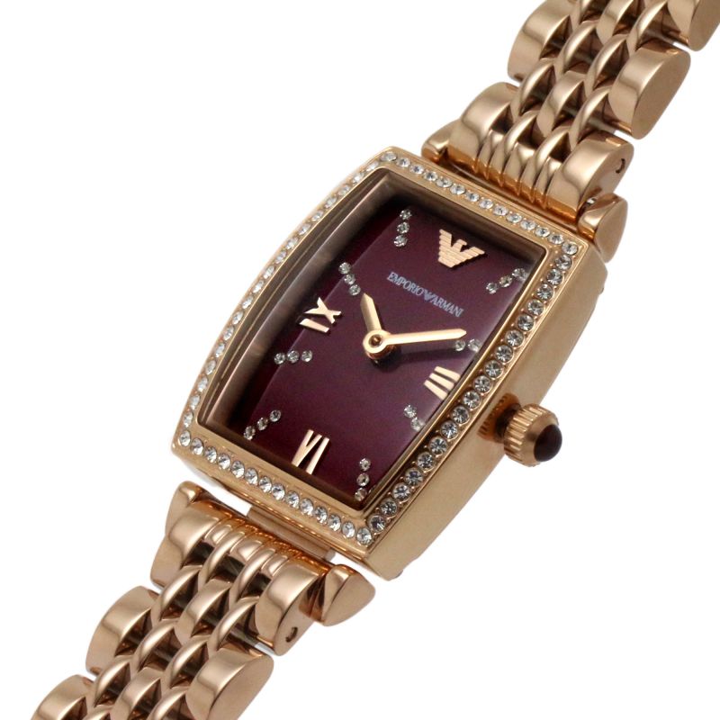 Emporio Armani Quartz Crystal Burgundy Dial Ladies Watch AR11488 - Watch