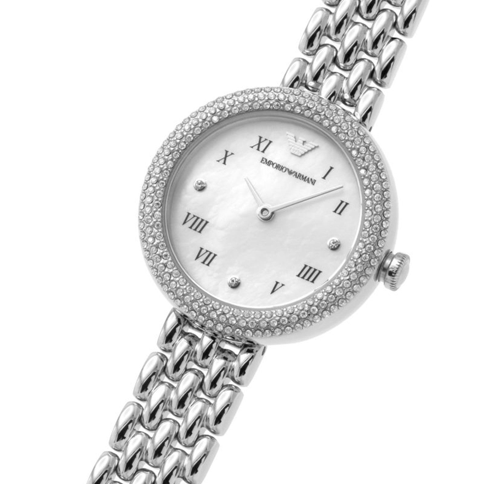 Emporio Armani Quartz Crystal White Mother of Pearl Dial Ladies AR11354 - Watch
