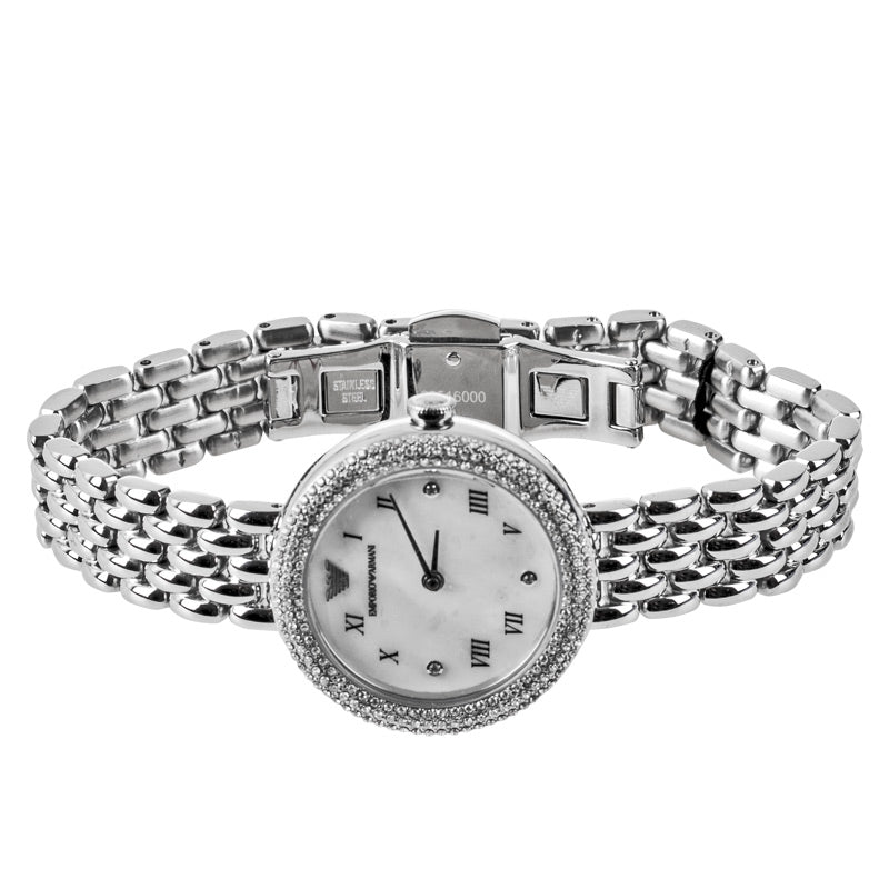 Emporio Armani Quartz Crystal White Mother of Pearl Dial Ladies AR11354 - Watch