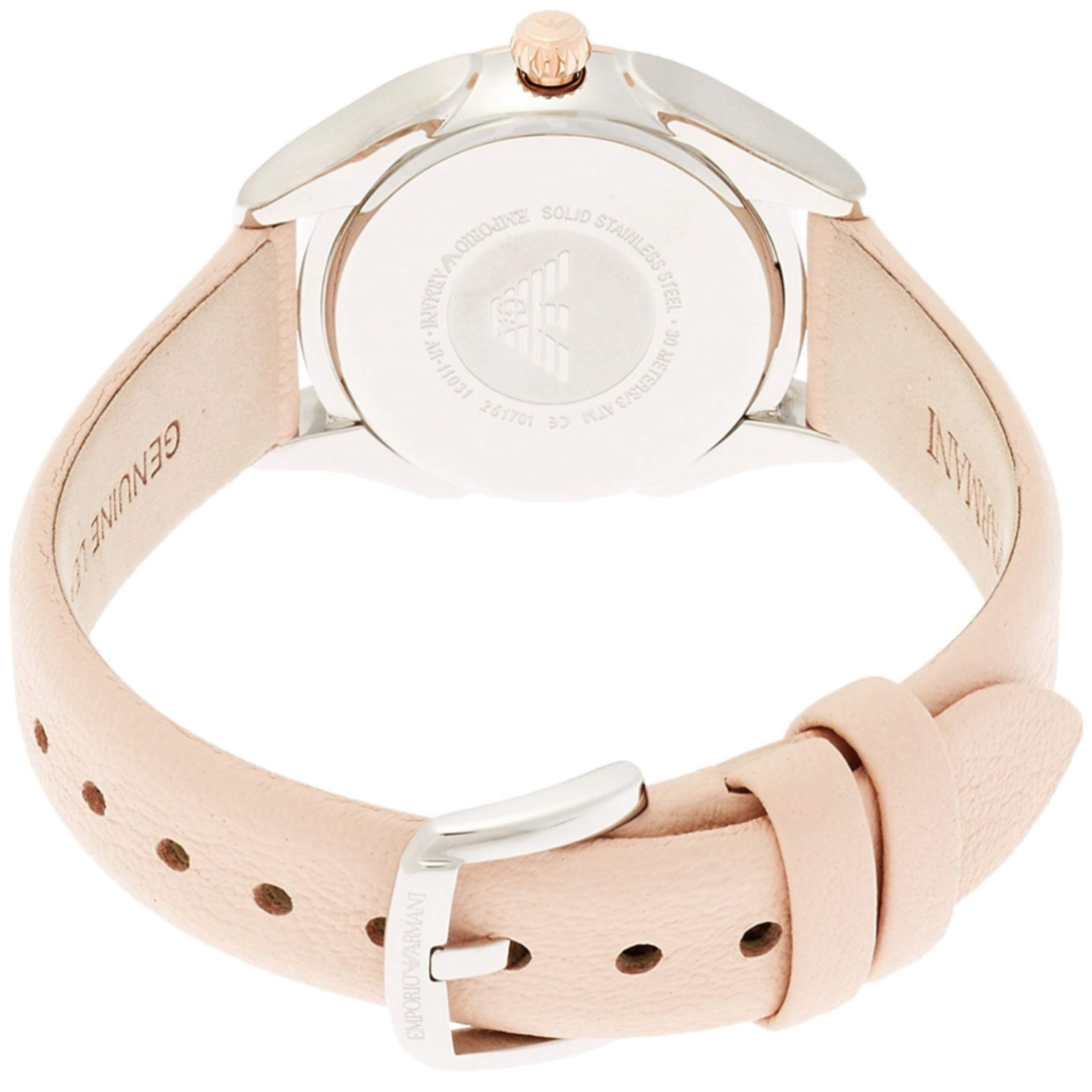 Emporio Armani Valeria AR11031 beige leather strap with buckle and adjustment holes
