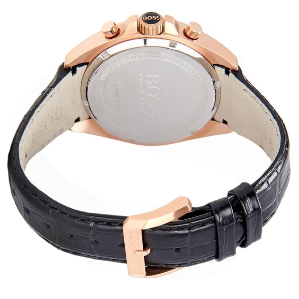 Hugo Boss rose gold chronograph watch caseback with engraved BOSS branding