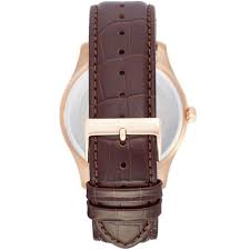 Hugo Boss watch brown crocodile-textured leather strap with rose gold buckle