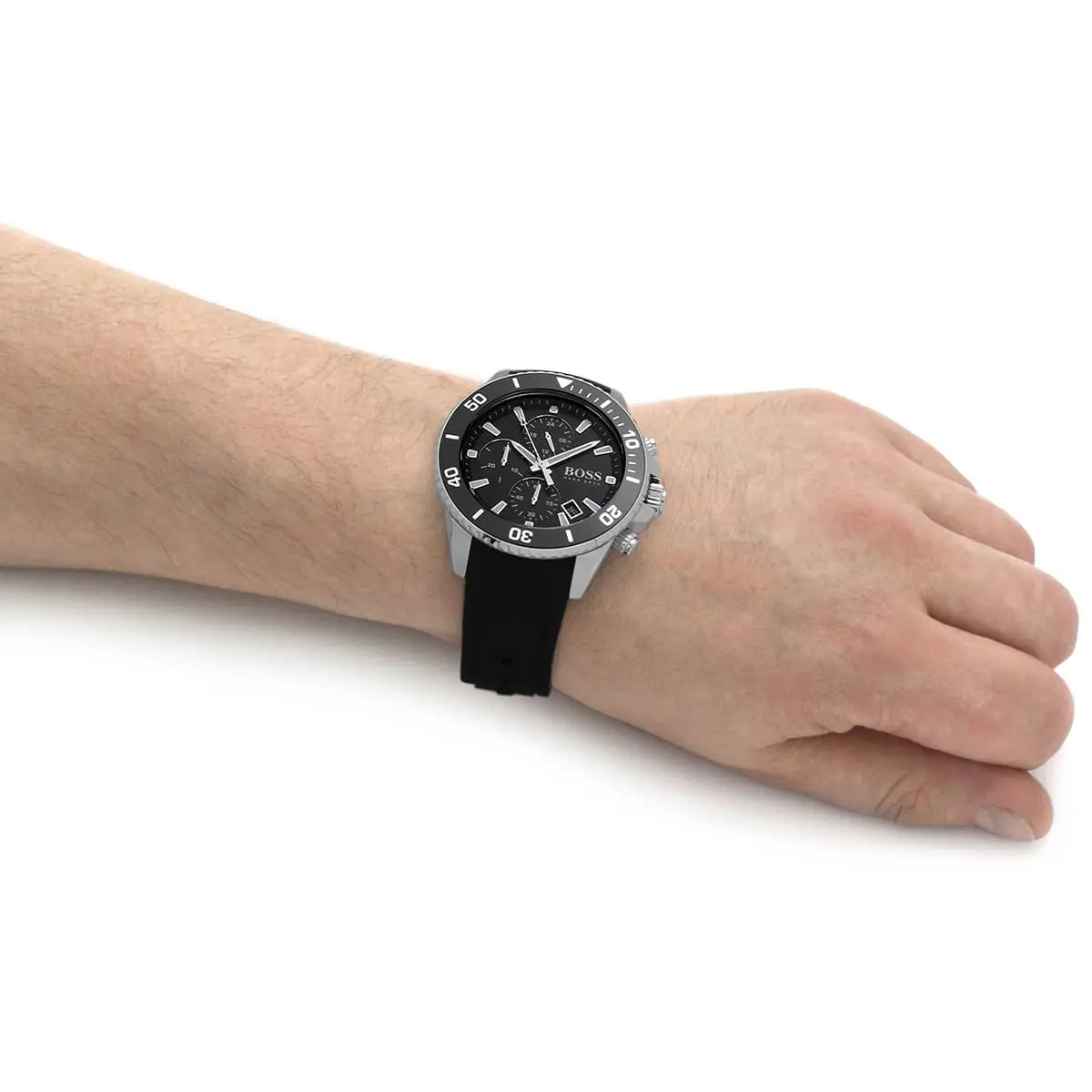 Hugo Boss Admiral chronograph watch worn on wrist showing fit and dial visibility