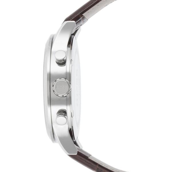 Side profile of Hugo Boss Aeroliner chronograph showing case depth and strap