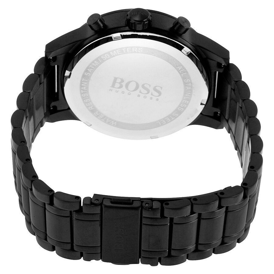 Hugo Boss Aeroliner case back showing engraved BOSS branding and water resistance