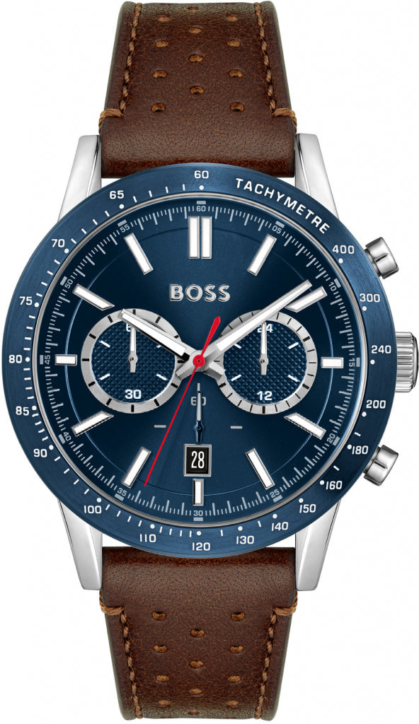 Hugo Boss Allure Brown Leather Strap Men's Watch 1513921 - The Watches Men & CO