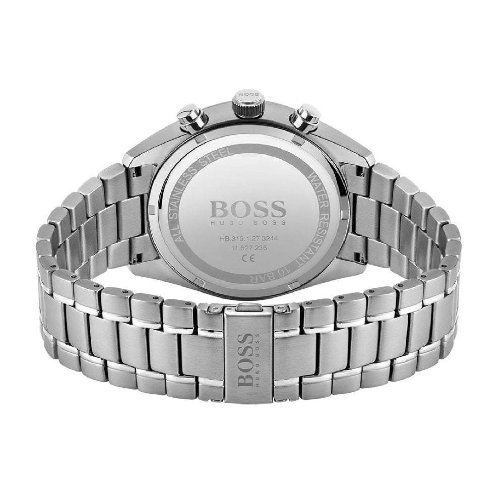 Hugo Boss Associate Champion watch caseback showing stainless steel with BOSS branding