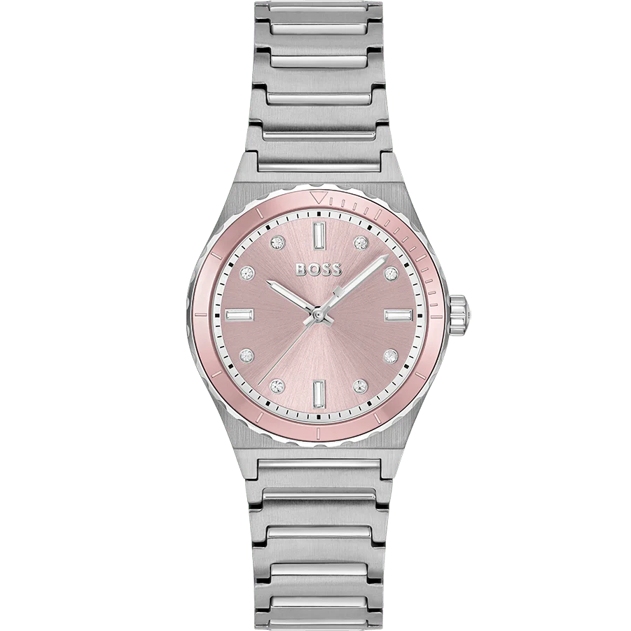 Hugo Boss Candor Sport women's watch with pink dial and silver-tone stainless steel bracelet