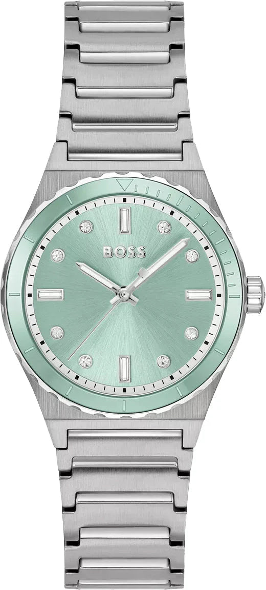 Hugo Boss Candor Sport Lux women's watch with green dial and stainless steel bracelet