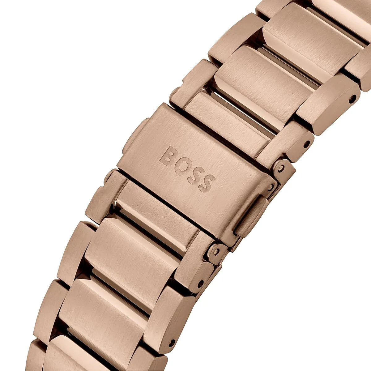 Hugo Boss Center Court beige gold IP steel three-link bracelet with fold-over clasp