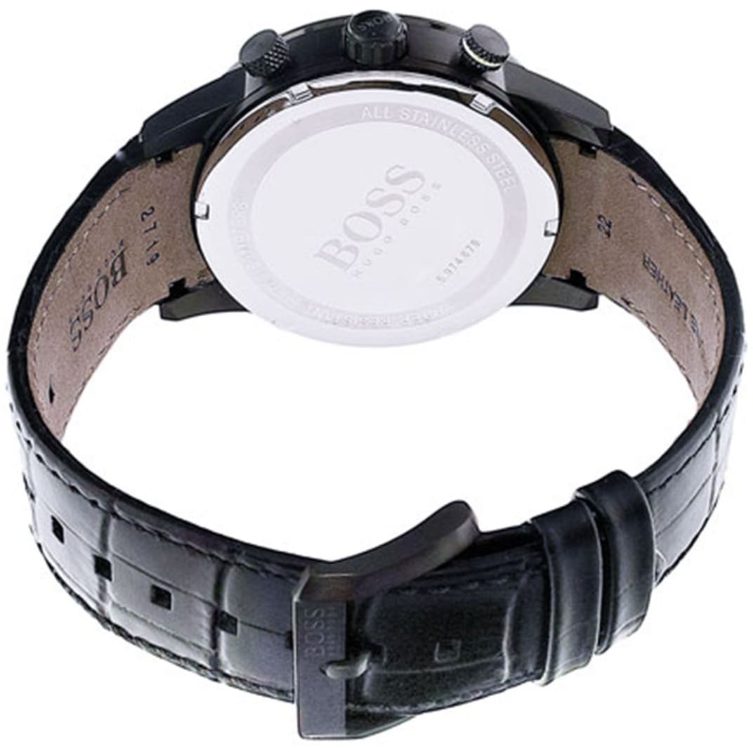 Hugo Boss watch caseback showing silver case backing and engraved BOSS branding