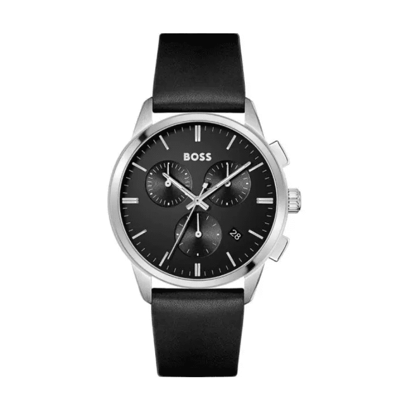 Hugo Boss Dapper chronograph watch with black dial and stainless steel case