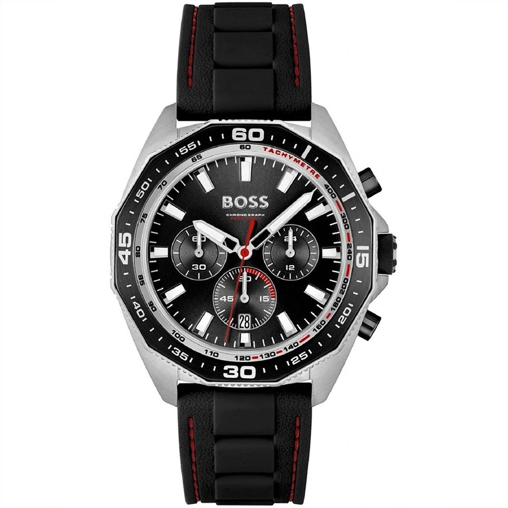 Hugo Boss Energy chronograph men's watch with black silicone strap and three sub-dials