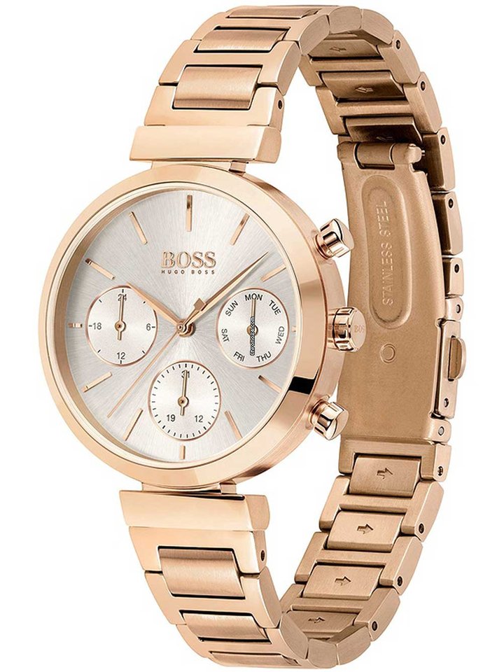 Hugo Boss Flawless Chronograph Rose Gold Women's Watch 1502531 - The Watches Men & CO #2