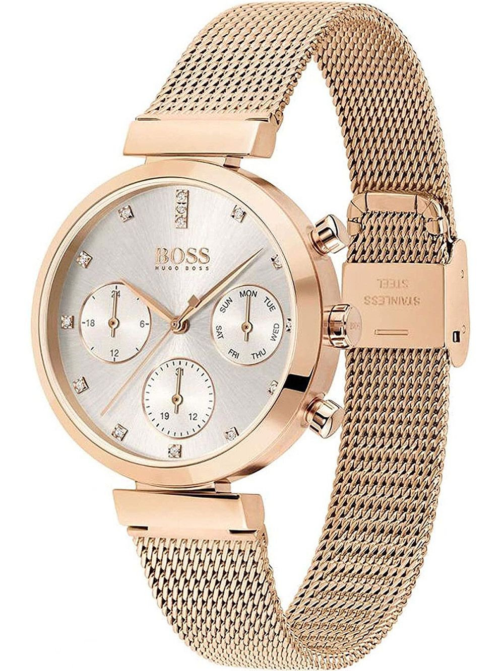 Hugo Boss Flawless Rose Gold Mesh Women's Watch 1502553 - The Watches Men & CO #2
