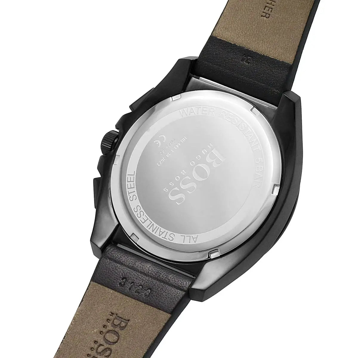 Hugo Boss Grandmaster case back with engraved BOSS branding and water resistance markings