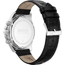 Hugo Boss Hero watch caseback showing leather strap detail