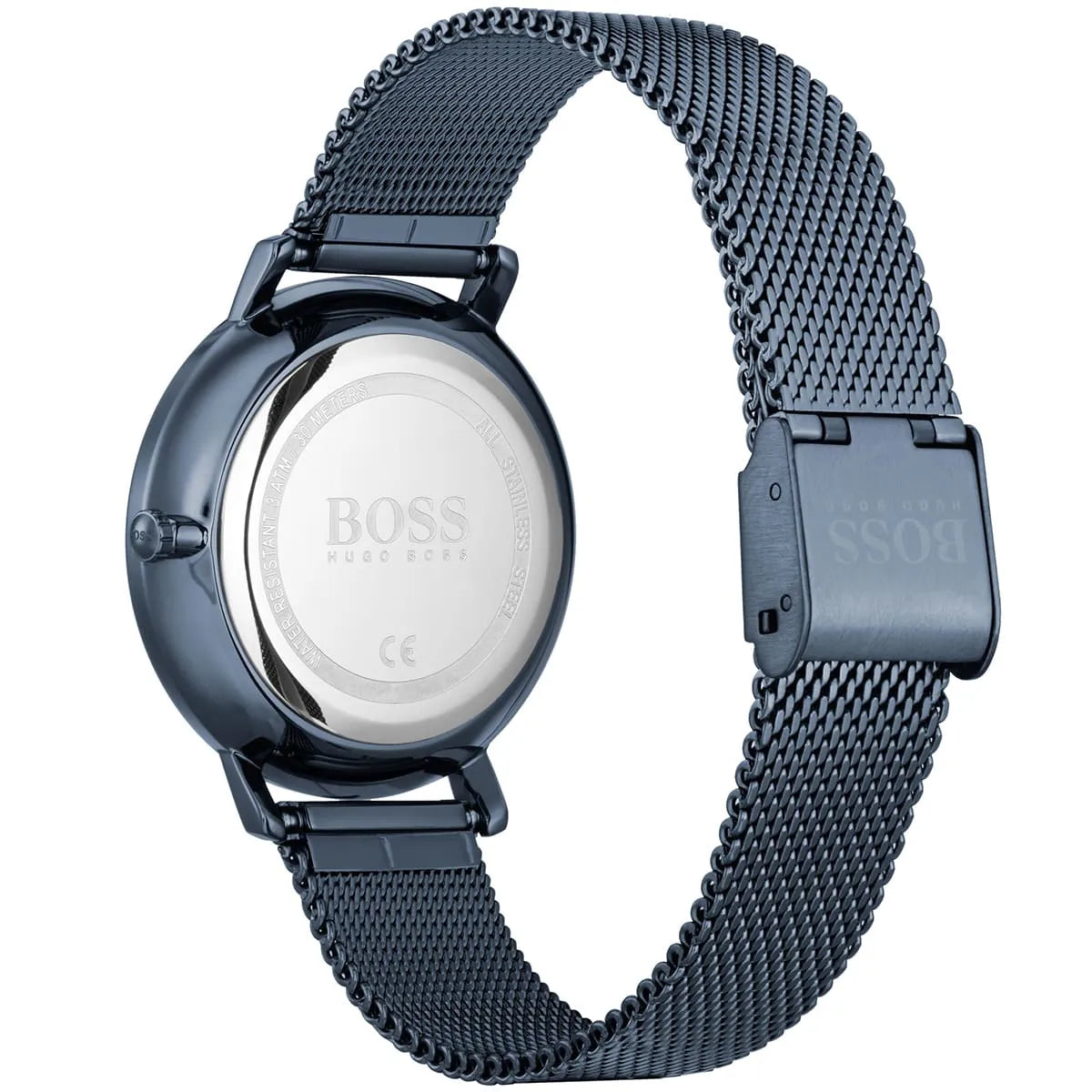 Hugo Boss Infinity caseback showing stainless steel case back with BOSS logo