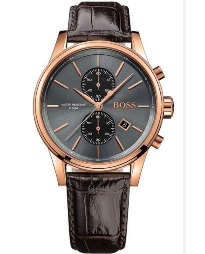 Hugo Boss Jet brown genuine leather strap with rose gold case