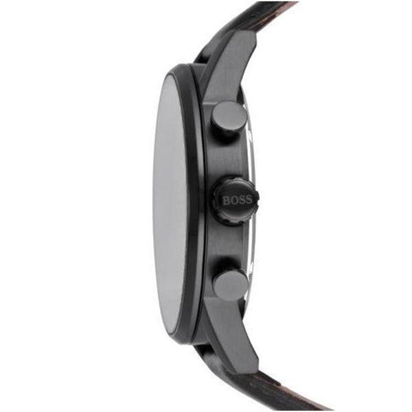 Hugo Boss Navigator side profile showing watch case thickness and leather strap