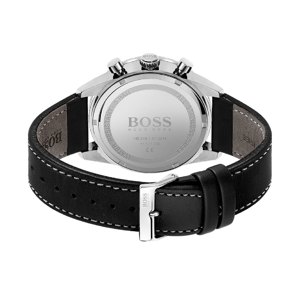 Hugo Boss Pilot Edition watch caseback showing engraved BOSS logo and model number
