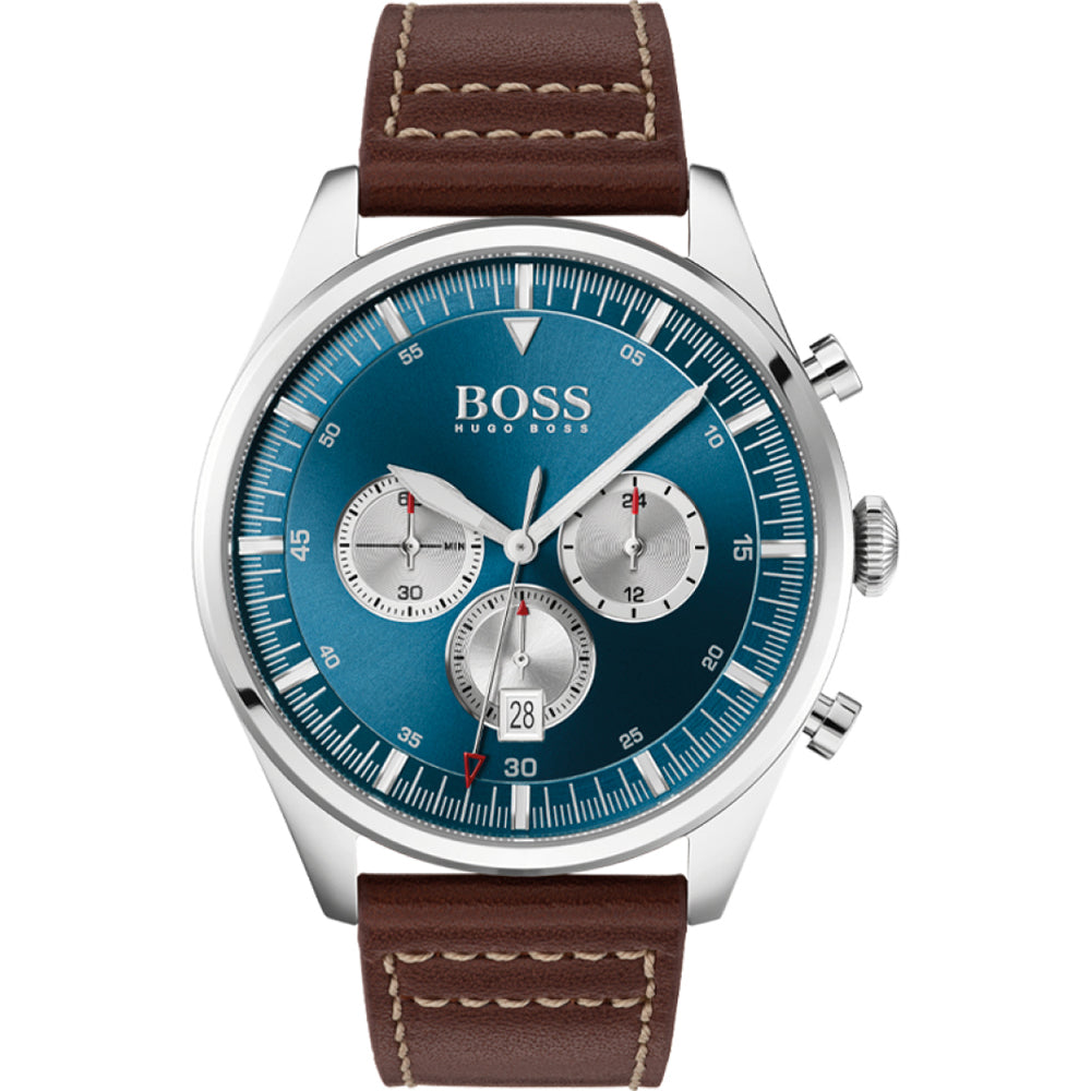 Hugo Boss Pioneer Brown Leather Strap Men's Watch 1513709 - The Watches Men & CO