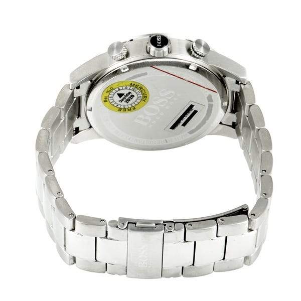 Hugo Boss Rafale caseback showing stainless steel back with brand logo and specifications