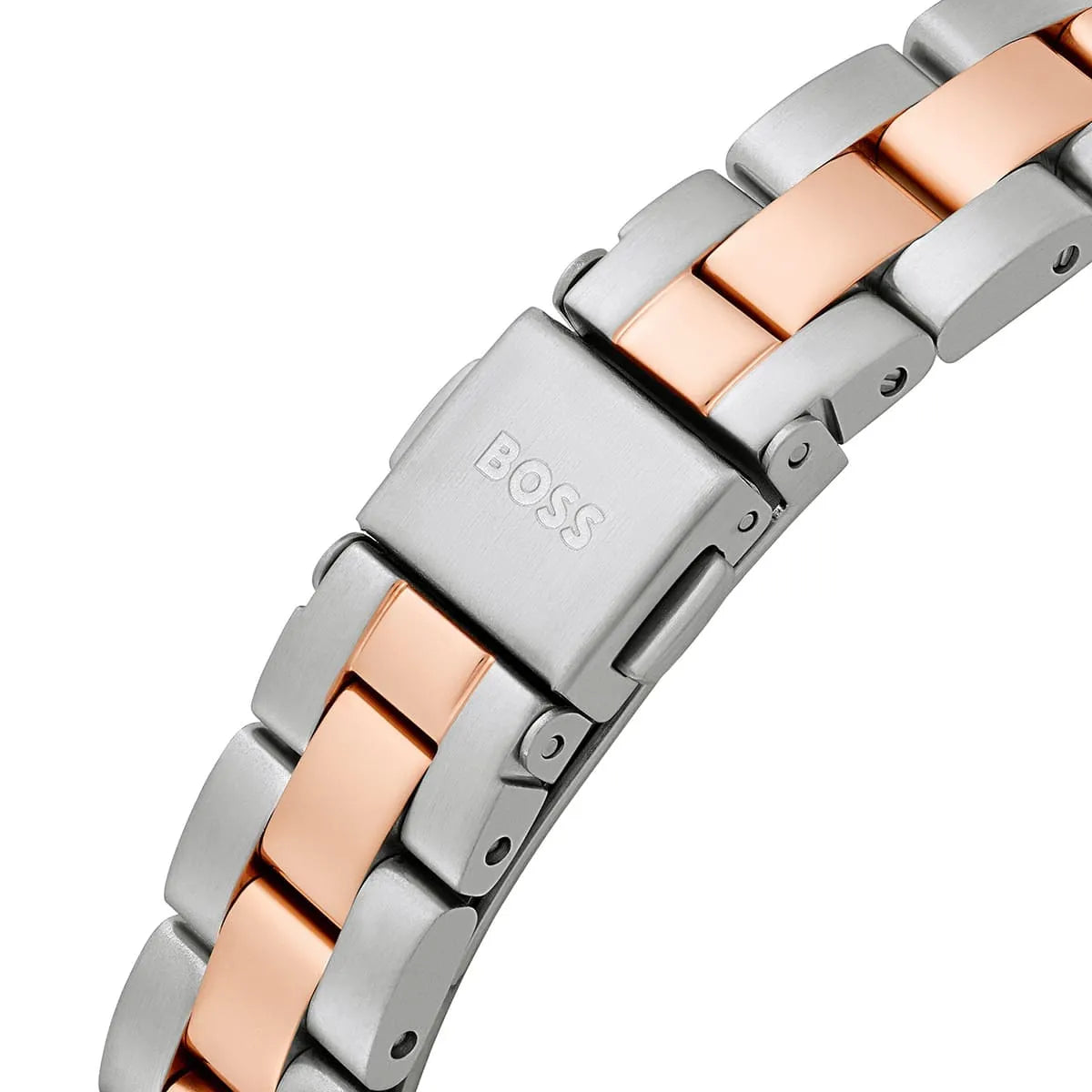 Hugo Boss Sage watch two-tone bracelet in rose gold and stainless steel with logo clasp