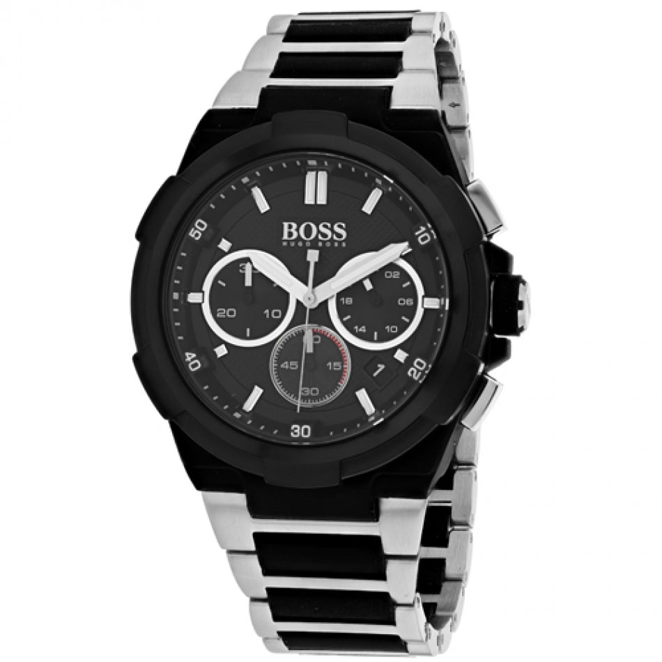 Hugo Boss Supernova chronograph with black dial and stainless steel bracelet