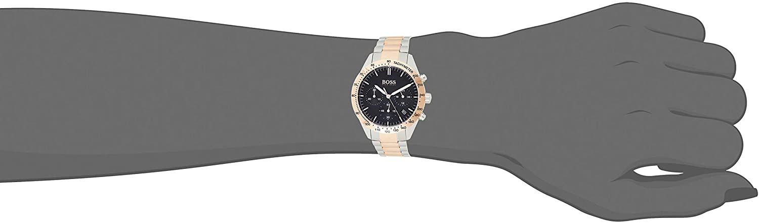 Hugo Boss Talent chronograph watch displayed on silhouette of wrist