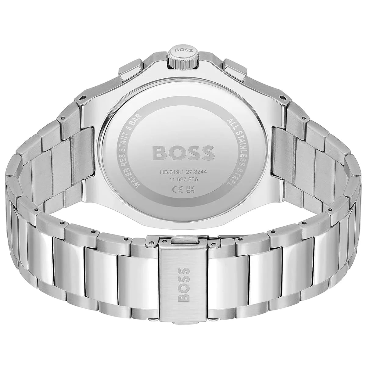 Hugo Boss Taper case back with BOSS branding and stainless steel bracelet strap
