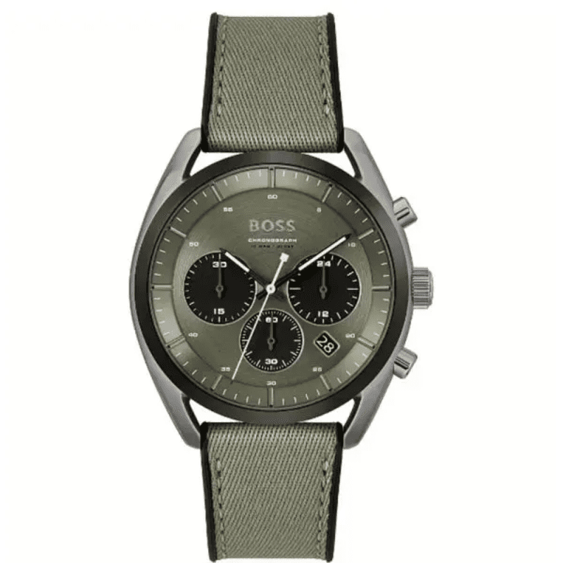 Hugo Boss Top men's watch with olive green chronograph dial and olive silicone strap