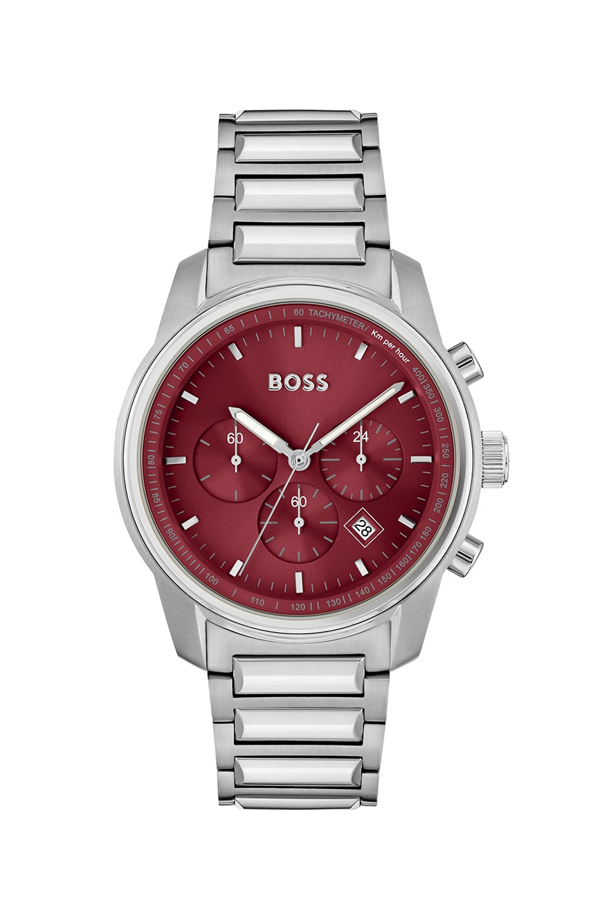 Hugo Boss Trace Chronograph Burgundy Dial Men's Watch 1514004 - The Watches Men & CO
