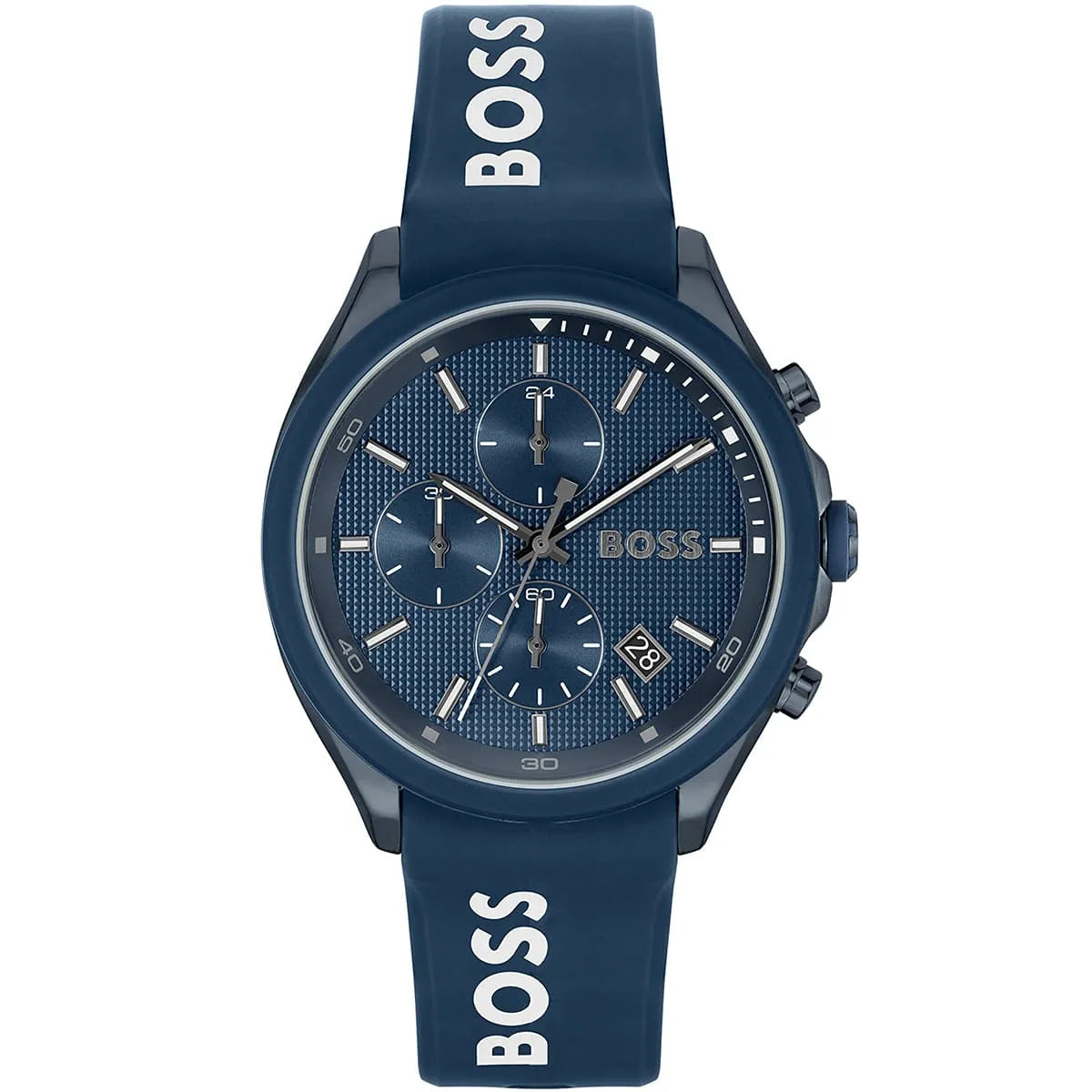 Hugo Boss Velocity men's chronograph watch blue dial blue rubber strap