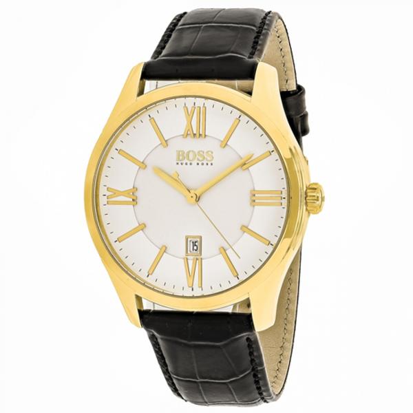 Hugo Boss White Dial Leather Strap Men's Watch 1513020 - The Watches Men & CO