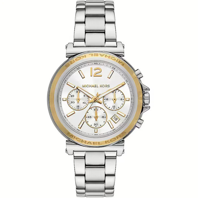 Michael Kors Maren Chronograph White Dial Silver Watch - MK7495