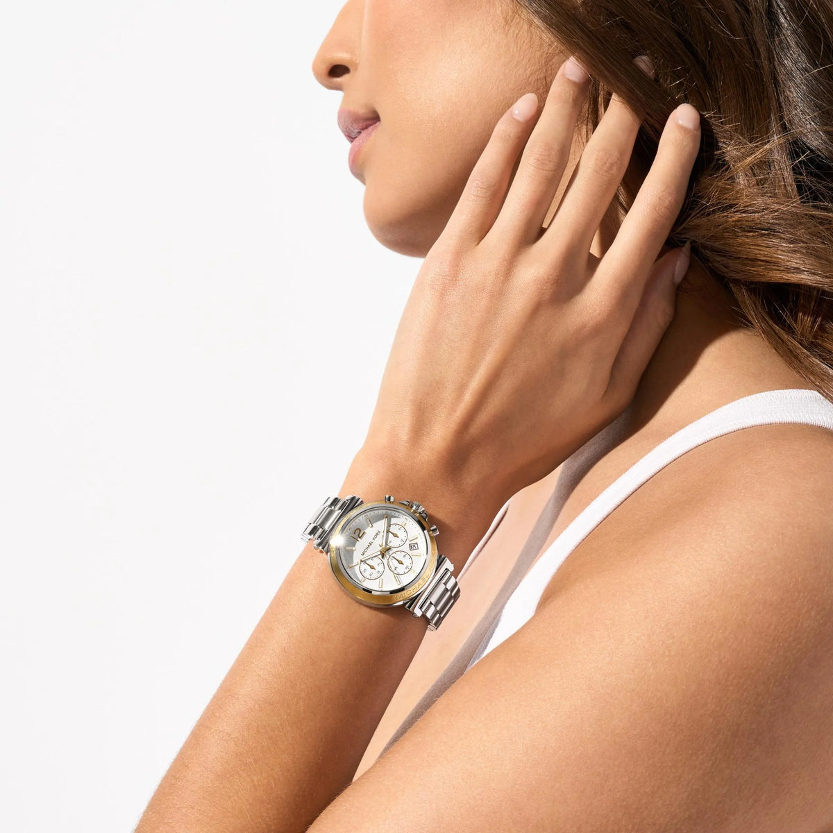 Michael Kors Maren Chronograph White Dial Silver Watch - MK7495