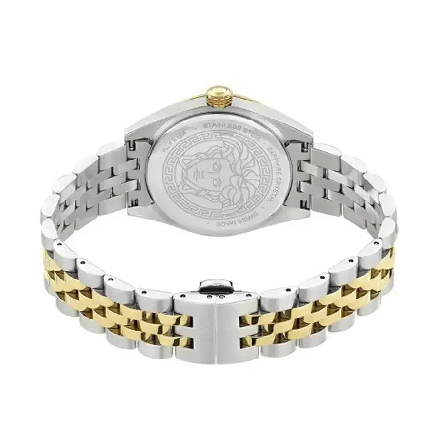 Versace V-Code Analog Green Dial Two Tone Steel Strap Watch for Women - VE8I00424