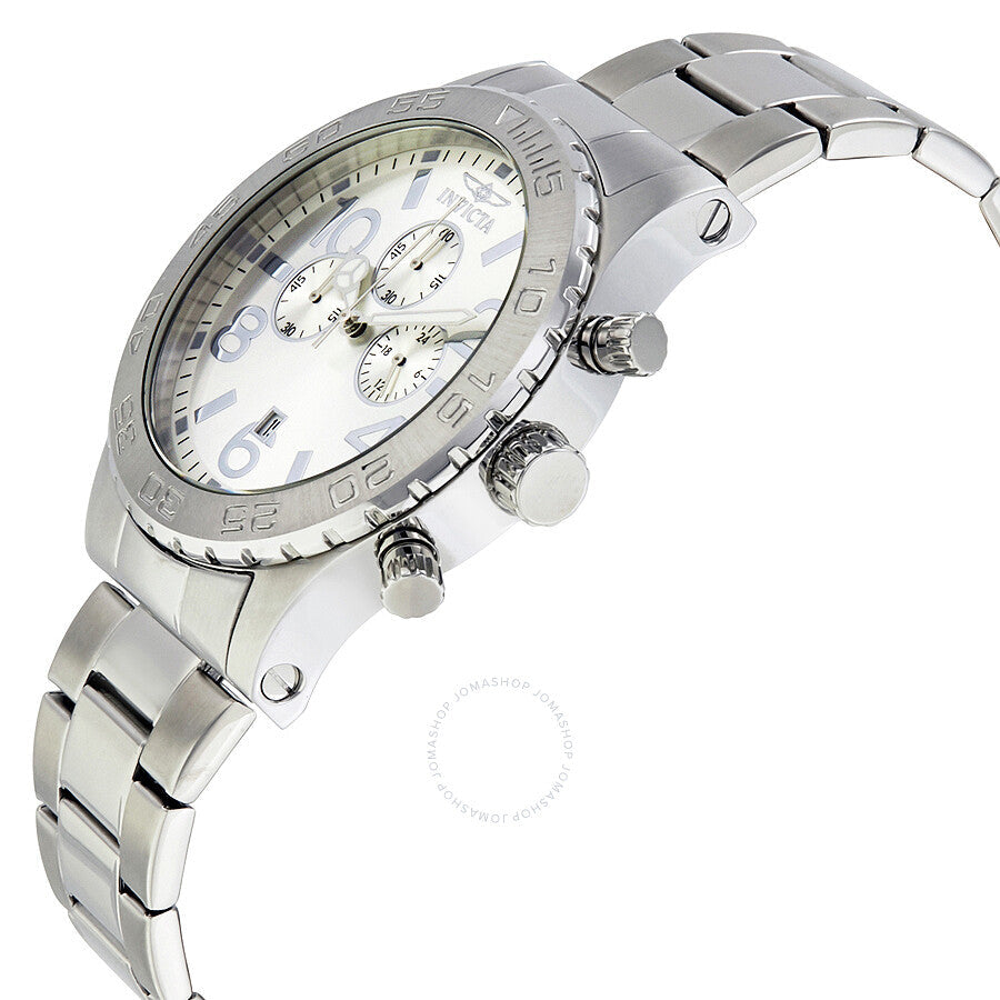 Side angle view of Invicta Elegant Ocean chronograph men's watch showing profile and bracelet